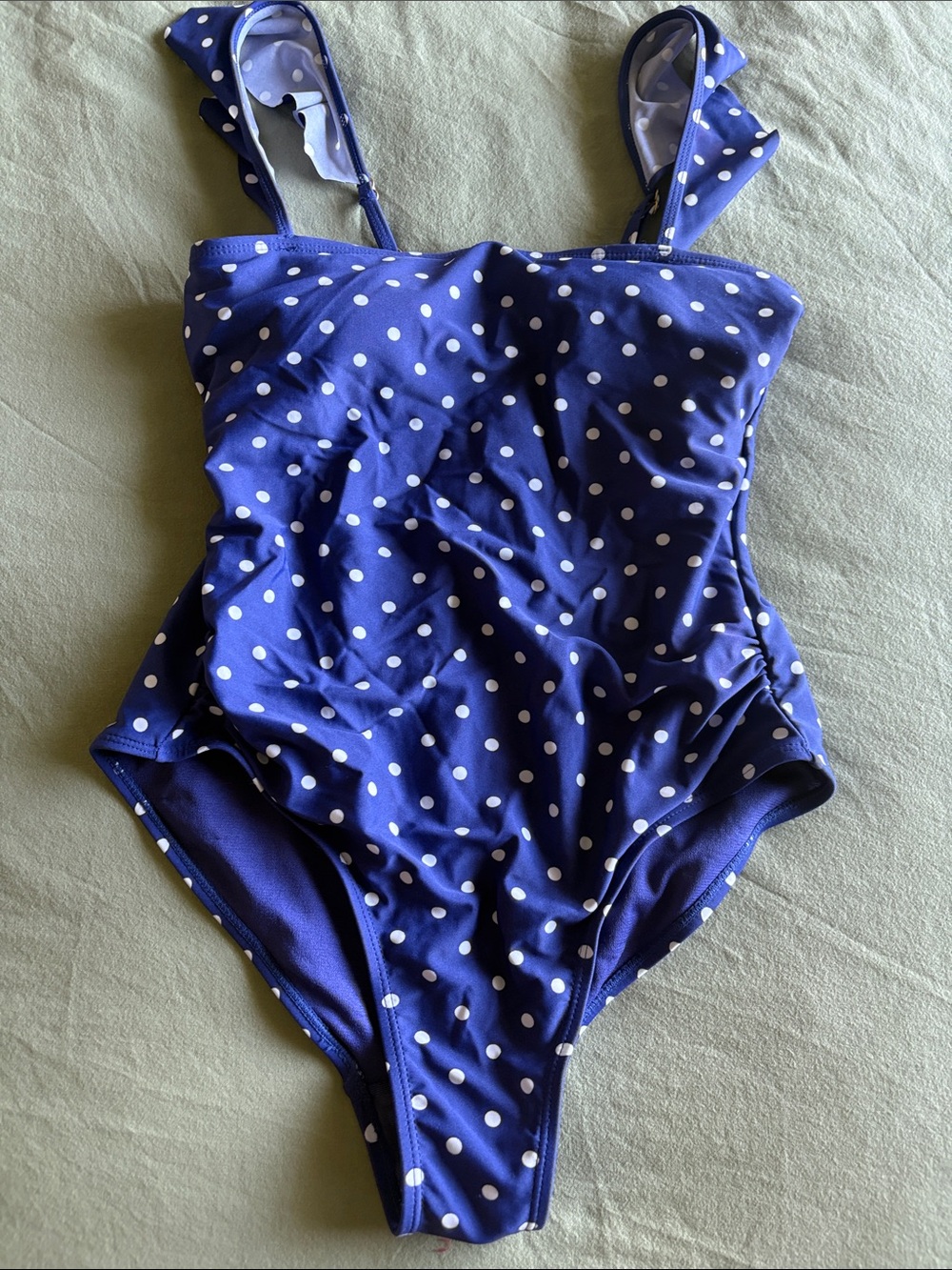 Ladies NWOT Polka Dot One-Piece Swimsuit - Navy/White